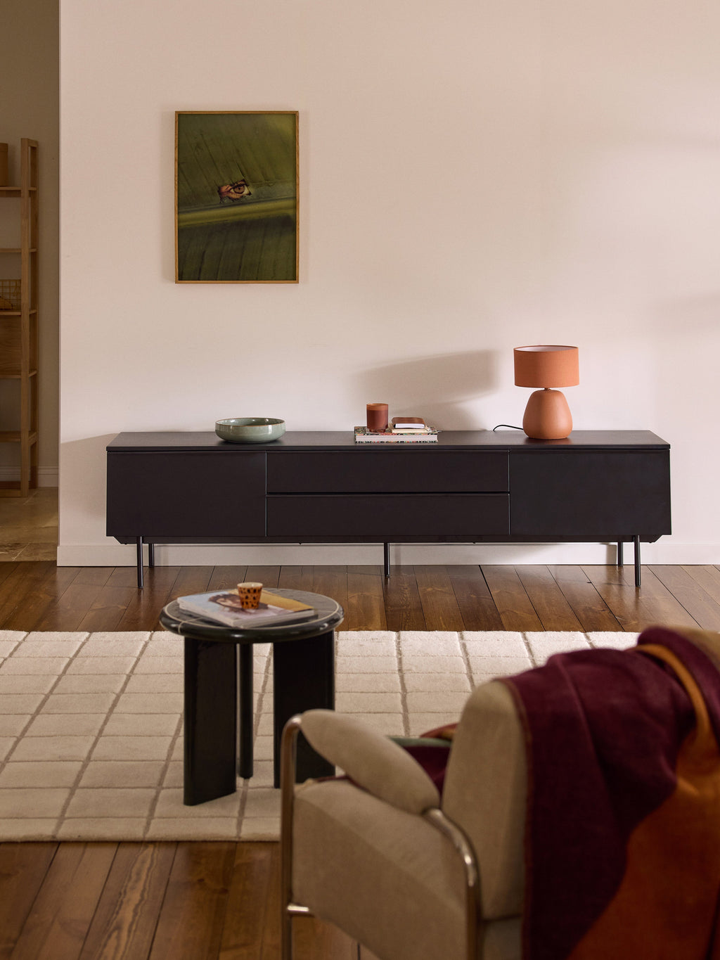 Elona Large Wood-Lowboard — Dark Grey