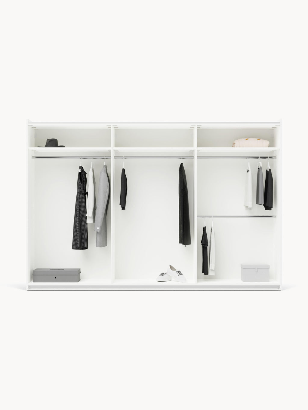 Charlotte Modular Sliding-Door Wardrobe, 300 cm Width, in various sizes — Light Grey