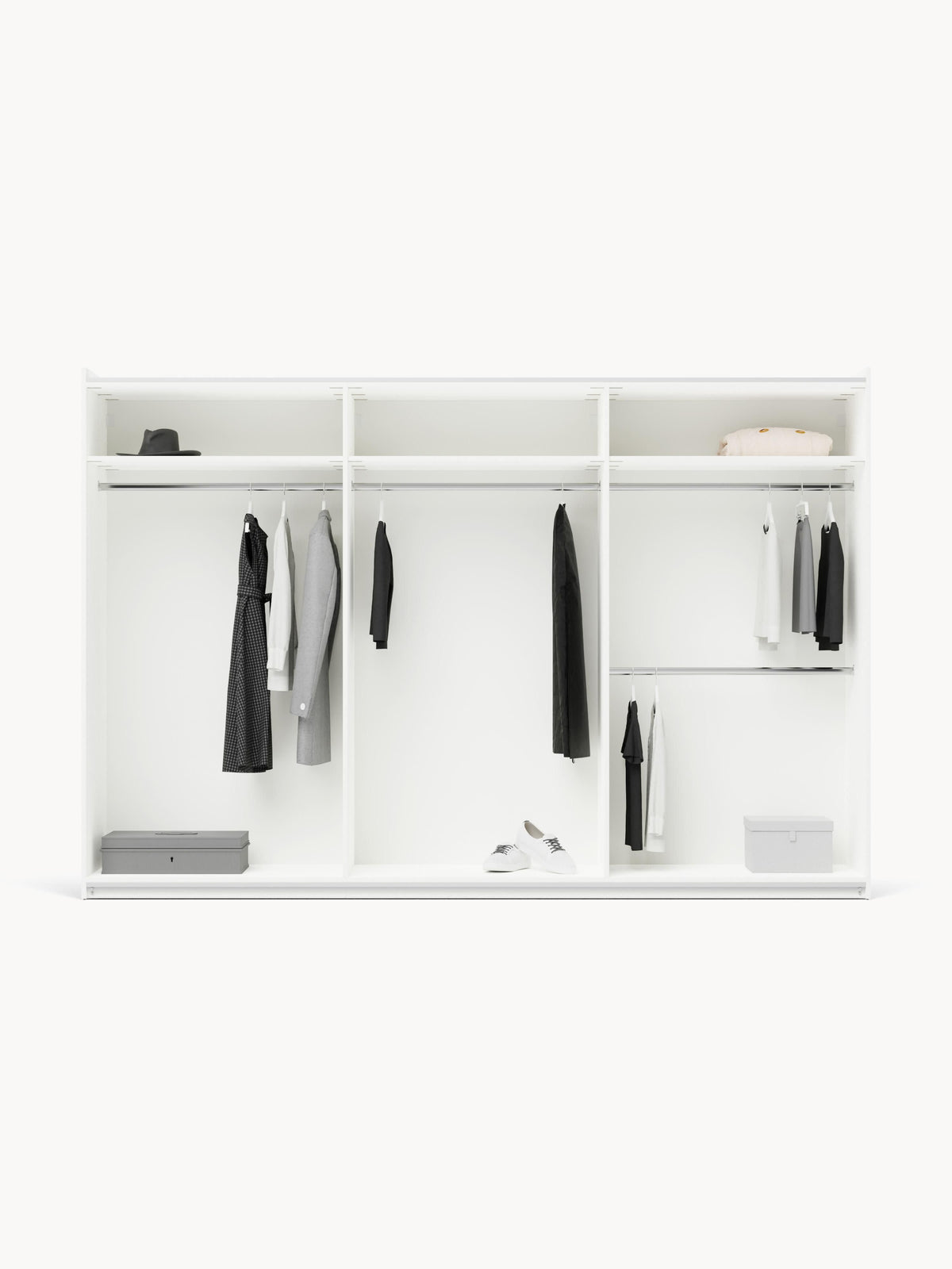 Charlotte Modular Sliding-Door Wardrobe, 300 cm Width, in various sizes — Light Grey