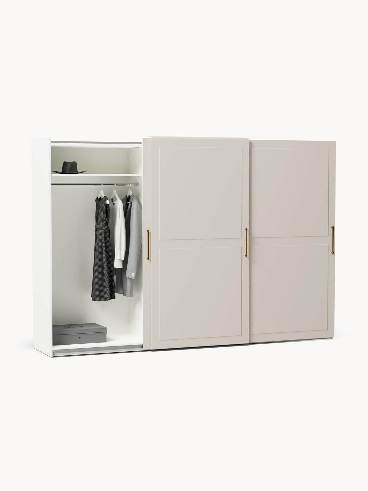 Charlotte Modular Sliding-Door Wardrobe, 300 cm Width, in various sizes — Light Grey