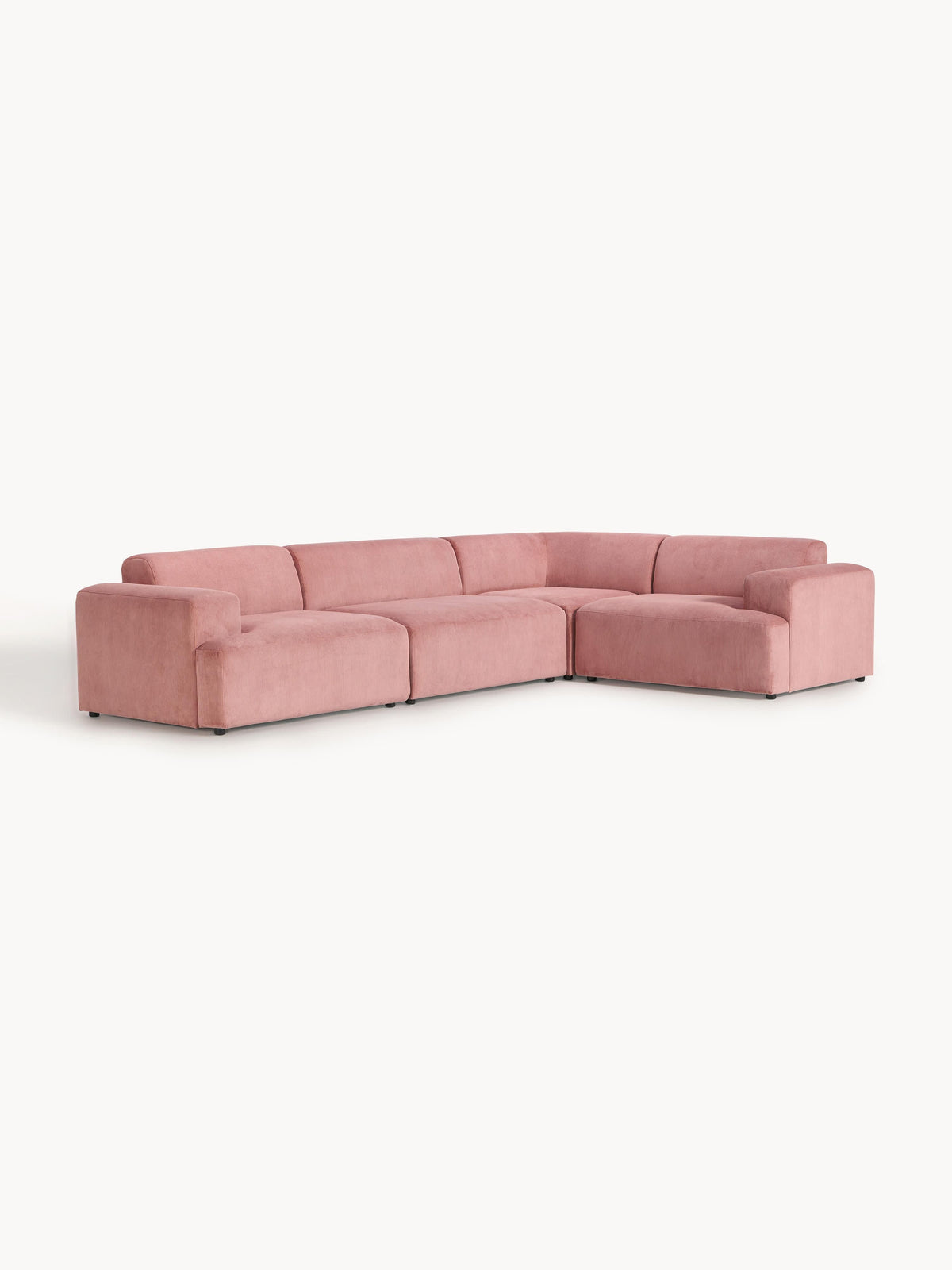 Melva Large Corduroy Corner Sofa (4-seater) — Pink
