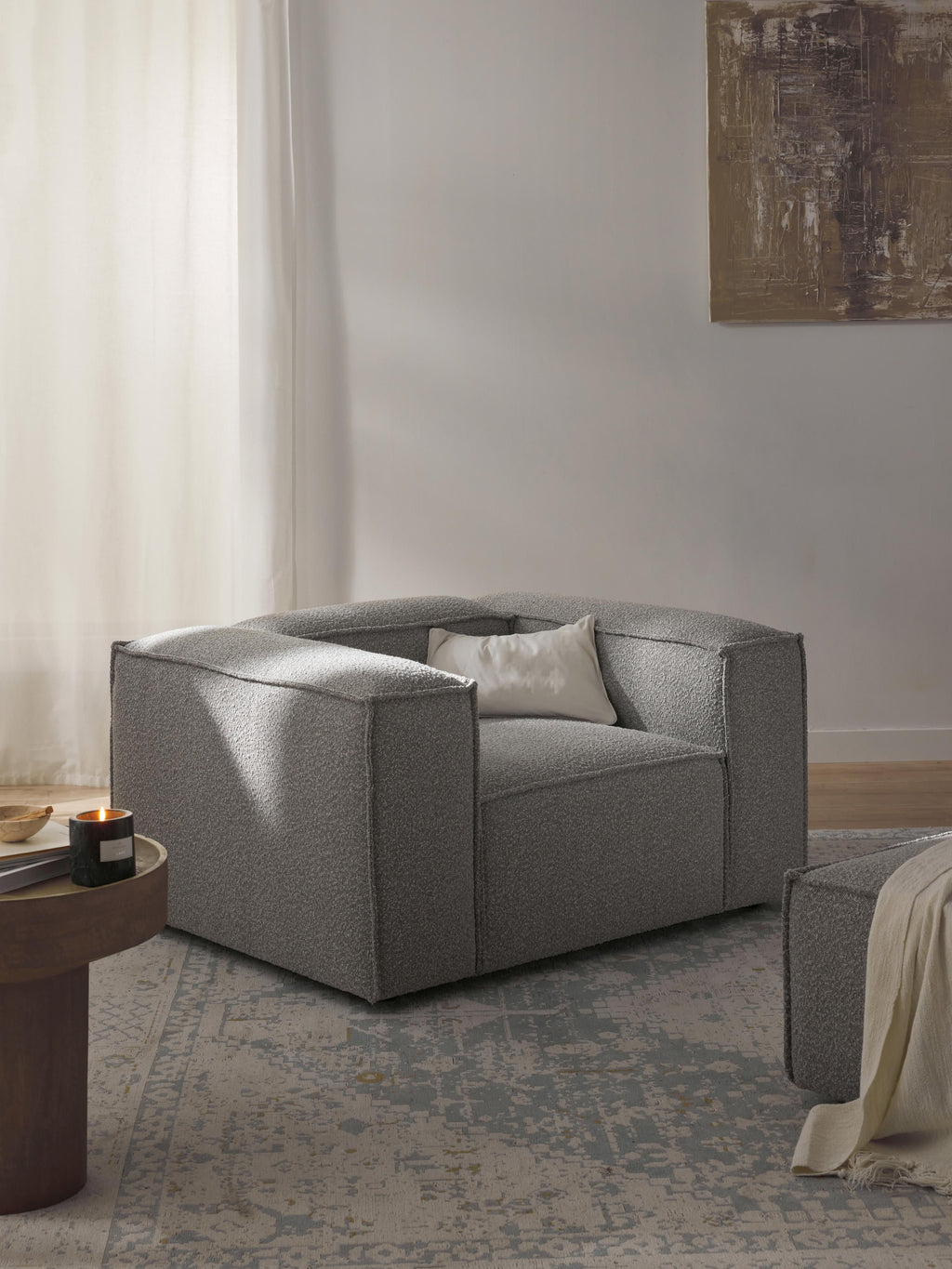 Lennon Armchair in Bouclé — Grey