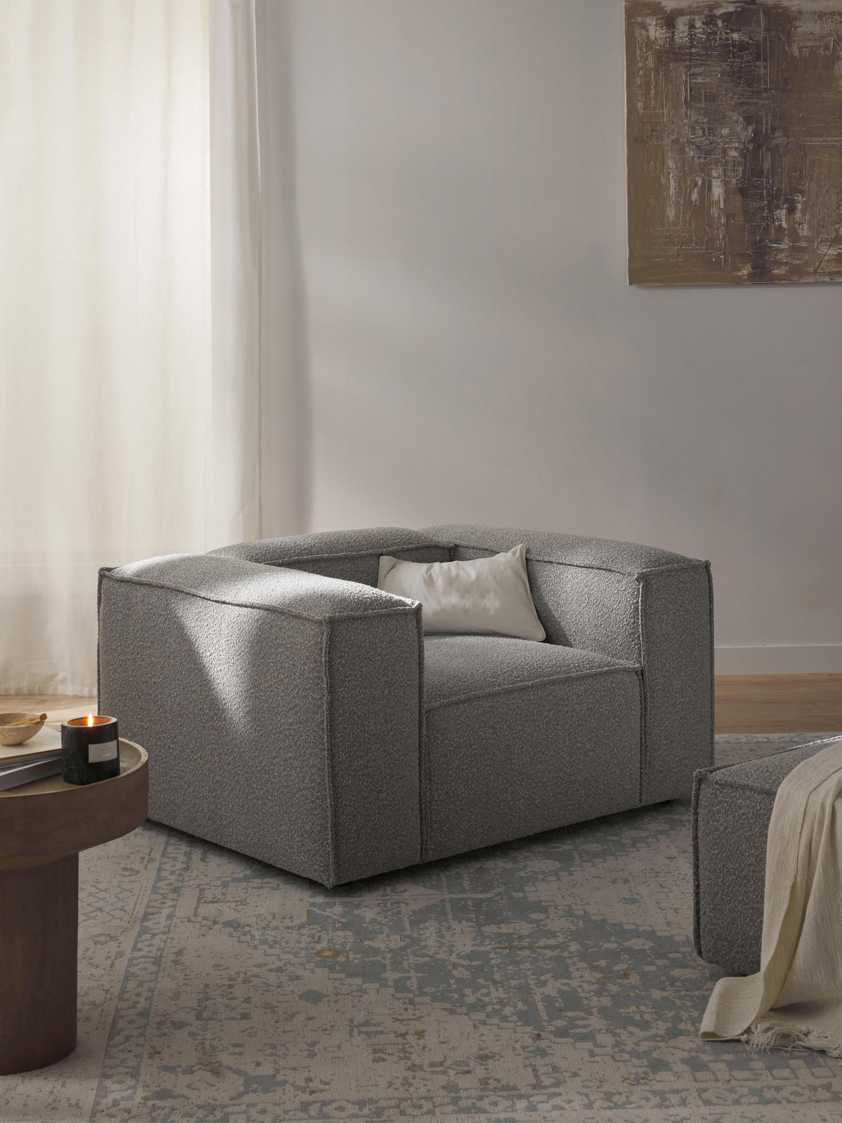 Lennon Armchair in Bouclé — Grey