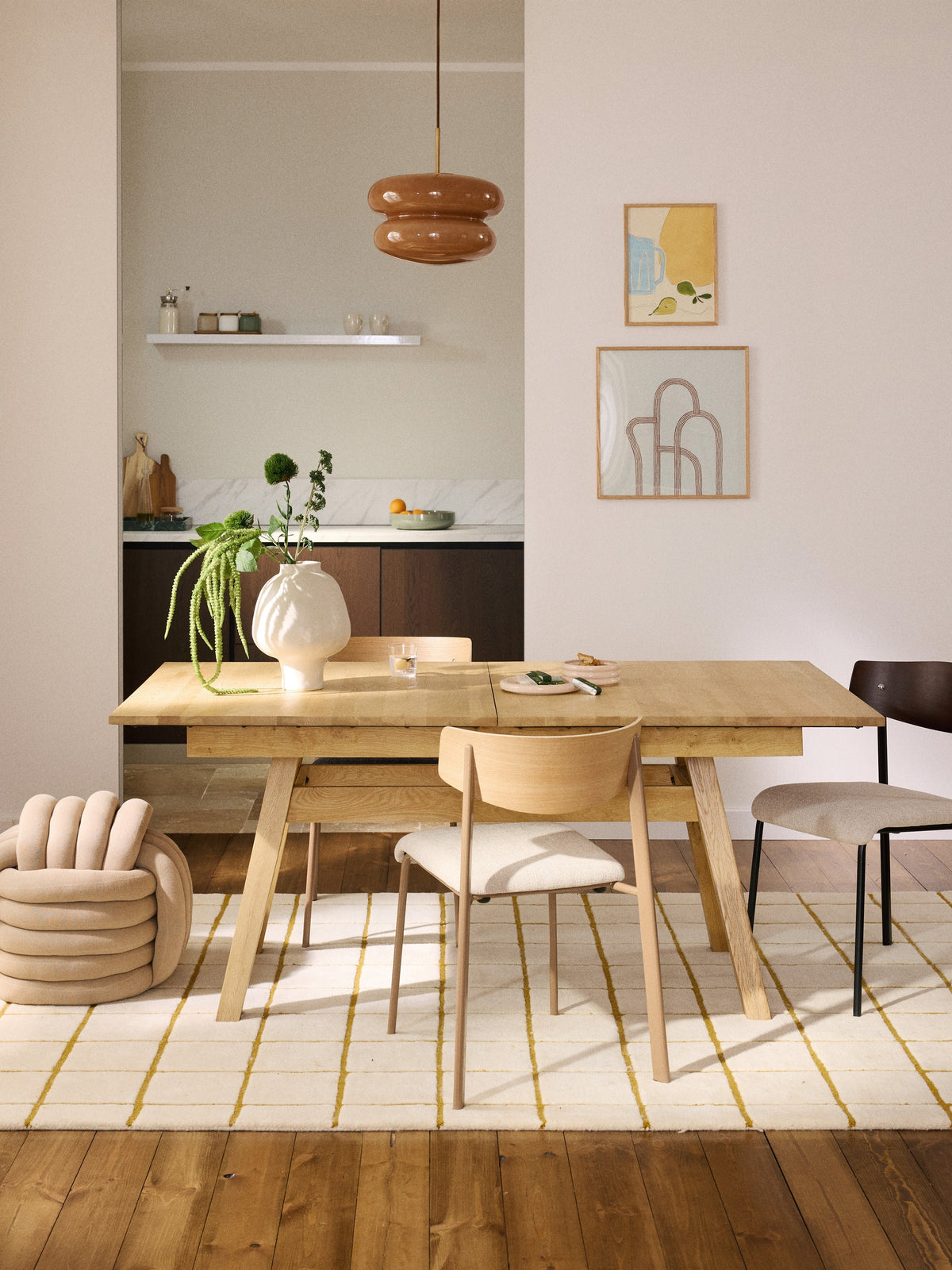 Ethan Extendable Dining Table, 180 - 220 x 100 cm — Sand
