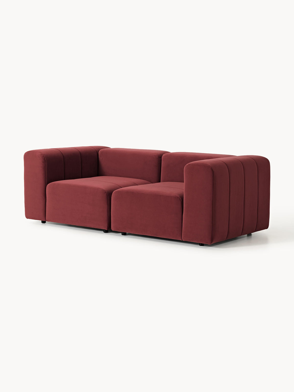 Lena Modular Velvet-Sofa (3-seater) — Burgundy