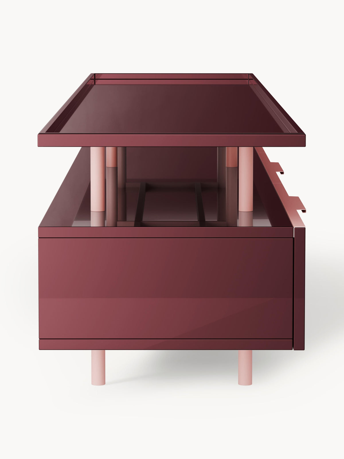 Lennie High-Gloss Lowboard — Taupe