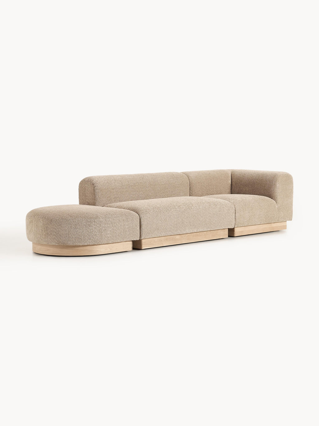 Natalie Modular Ottoman in Teddy Bouclé with Ottoman (left/right) — Oatmeal