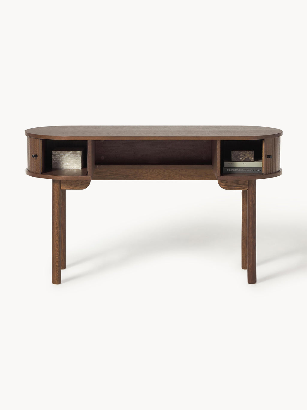 Calary Desk with Fluted Front — Warm Grey