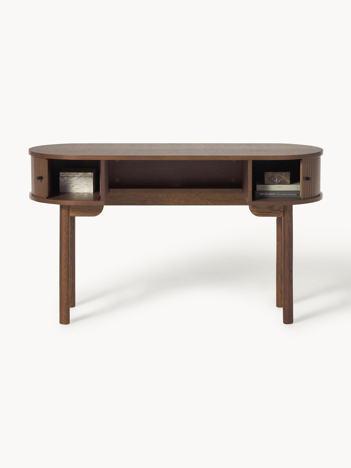 Calary Desk with Fluted Front — Warm Grey