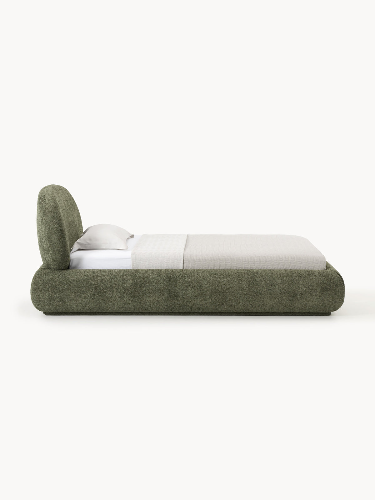 Alba Single Bed in Teddy Bouclé with Storage — Taupe