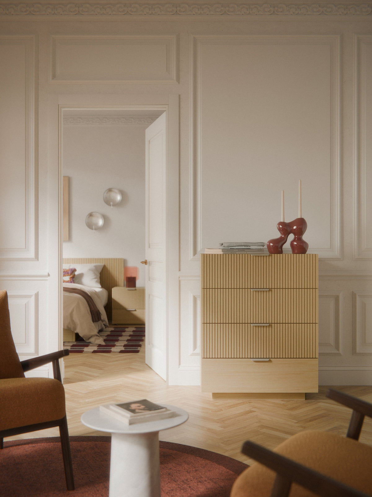 Sato Wood-Chest of Drawers — Taupe