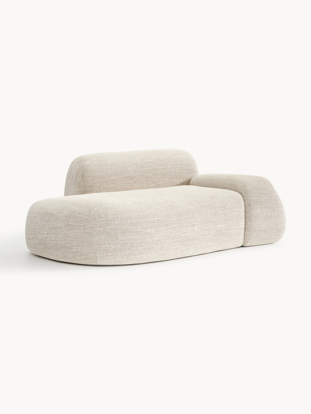 Wolke Bouclé Sofa (2-seater) with Chaise Longue — Blush