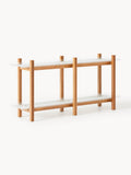 Alex Wooden Shelving Unit, Oak & Glass — Beige