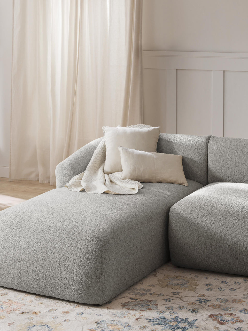 Sofia Bouclé-Chaise-Corner Module — Lilac