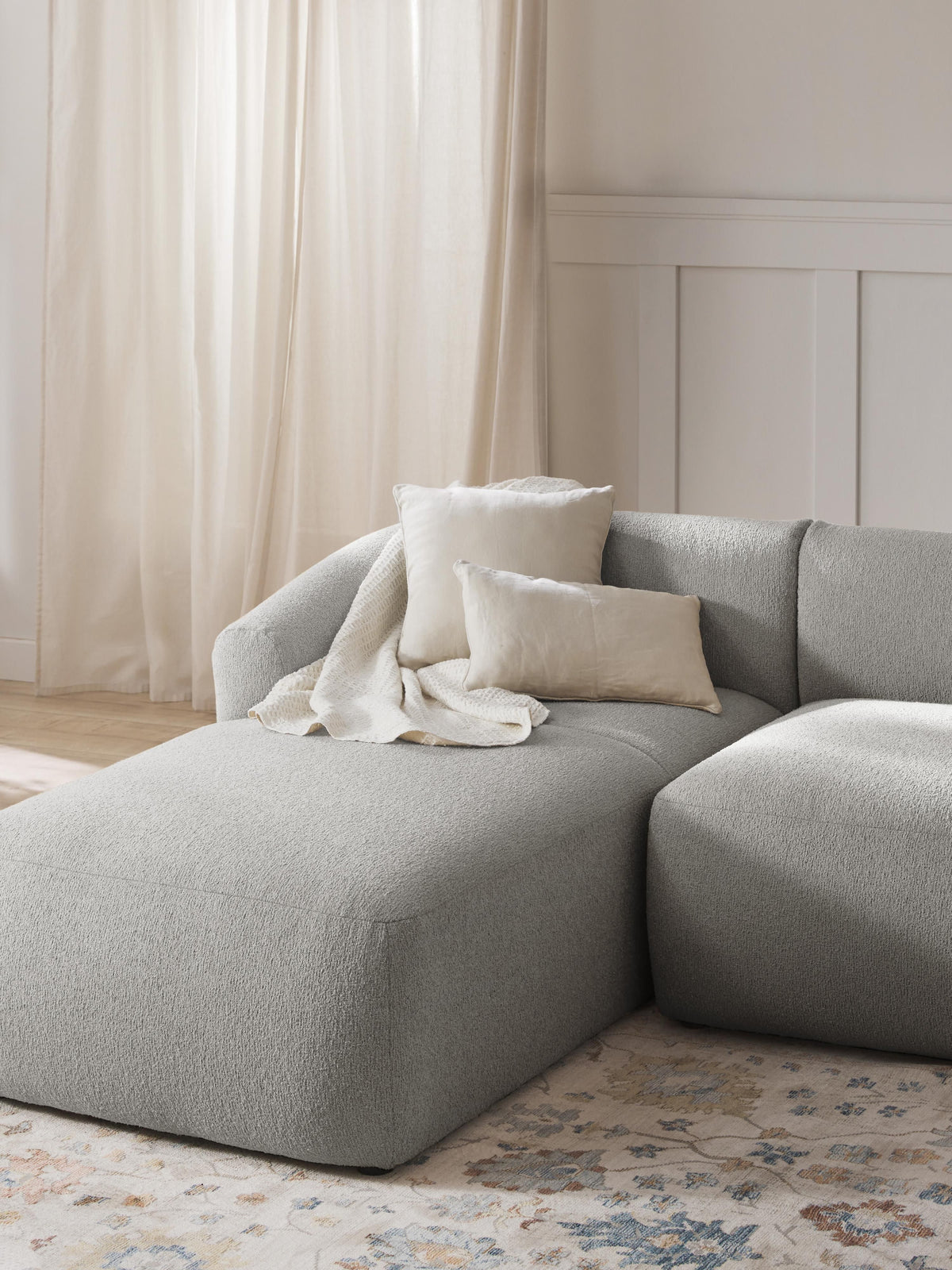 Sofia Bouclé-Chaise-Corner Module — Lilac