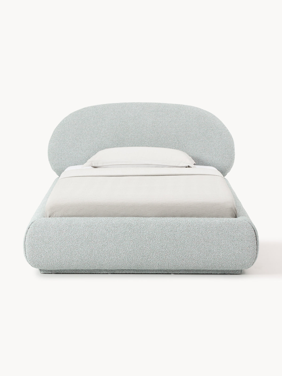 Alba Bouclé-Upholstered Single Bed — Light Grey