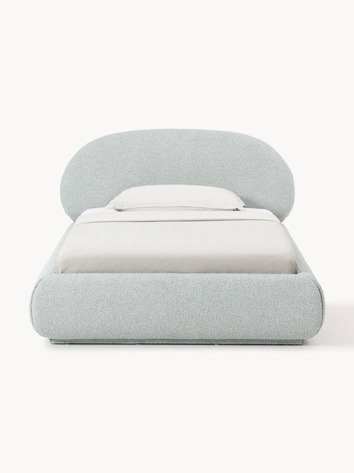 Alba Bouclé-Upholstered Single Bed — Light Grey