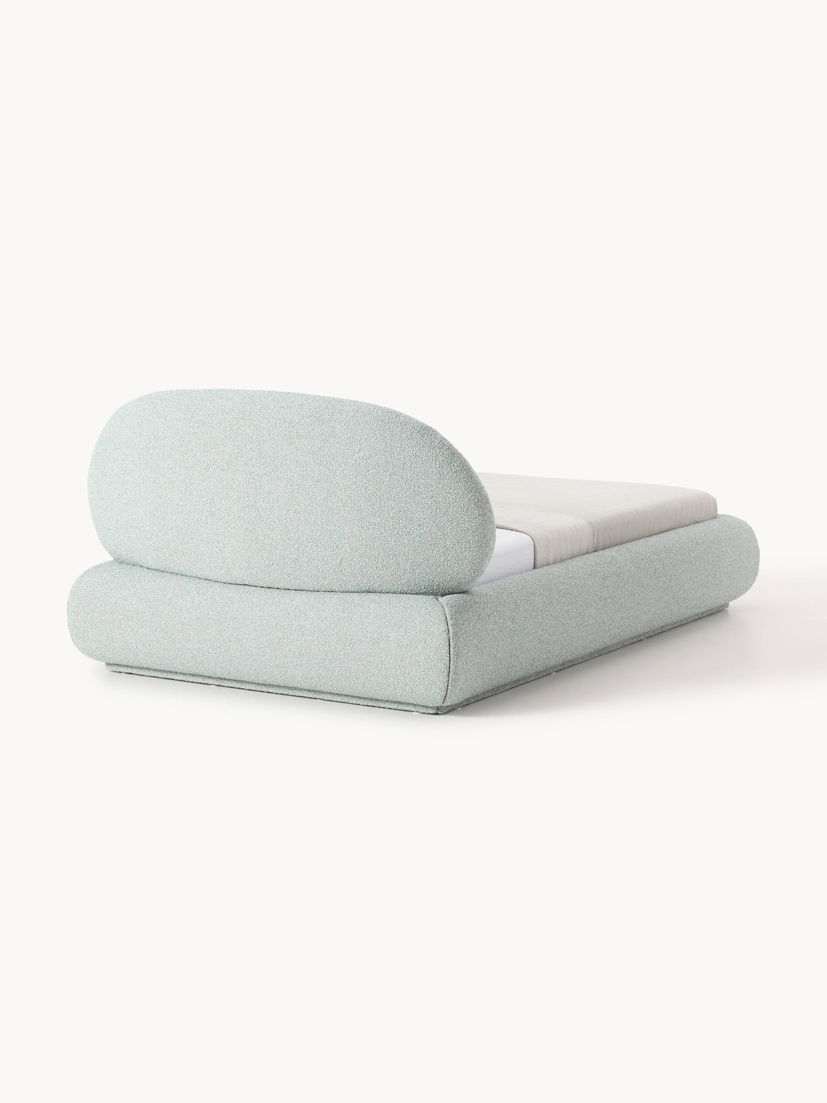 Alba Bouclé-Upholstered Single Bed — Light Grey