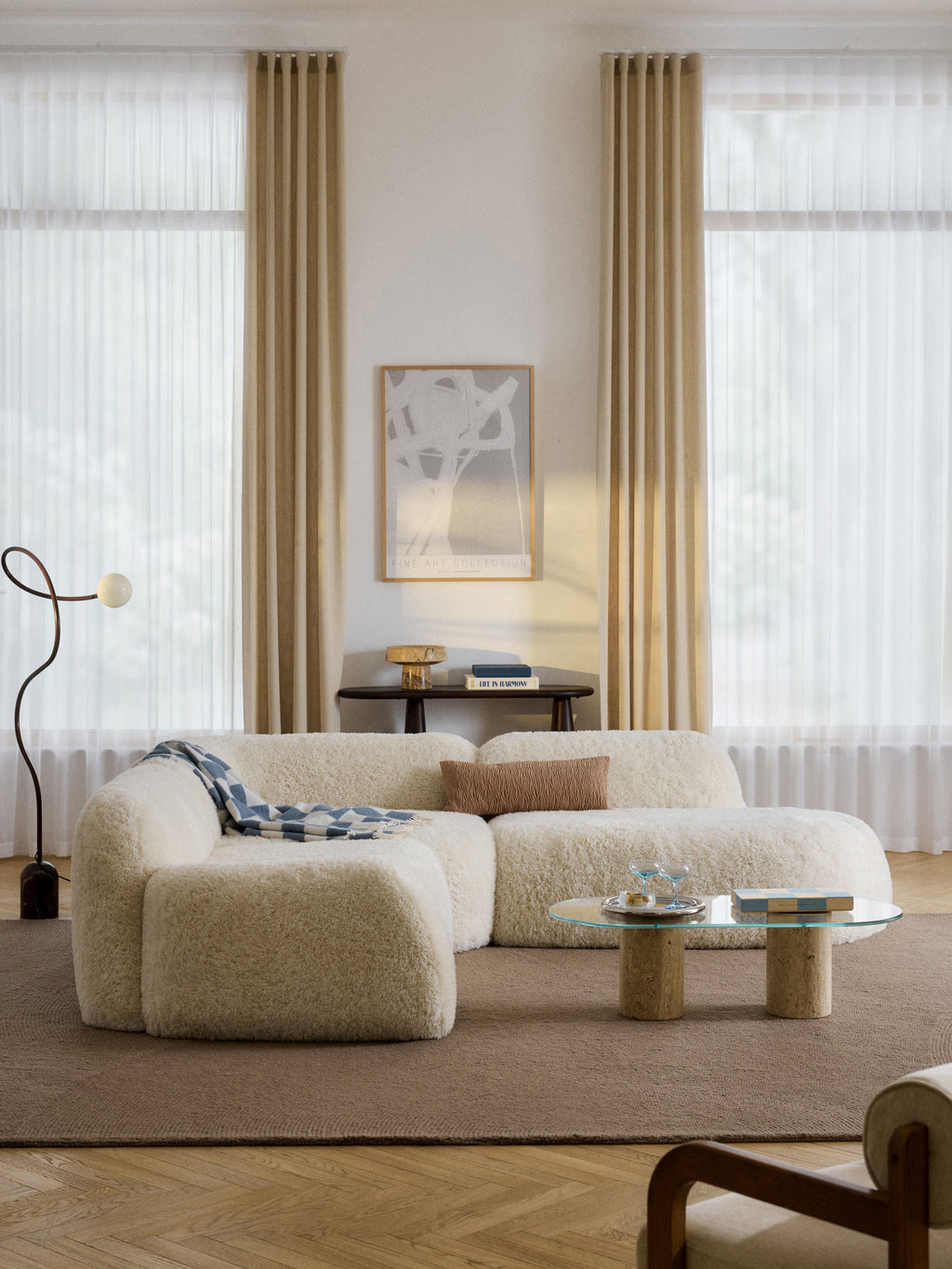Wolke Modular Teddy-Corner Sofa (4-seater) with Chaise Longue — Ivory