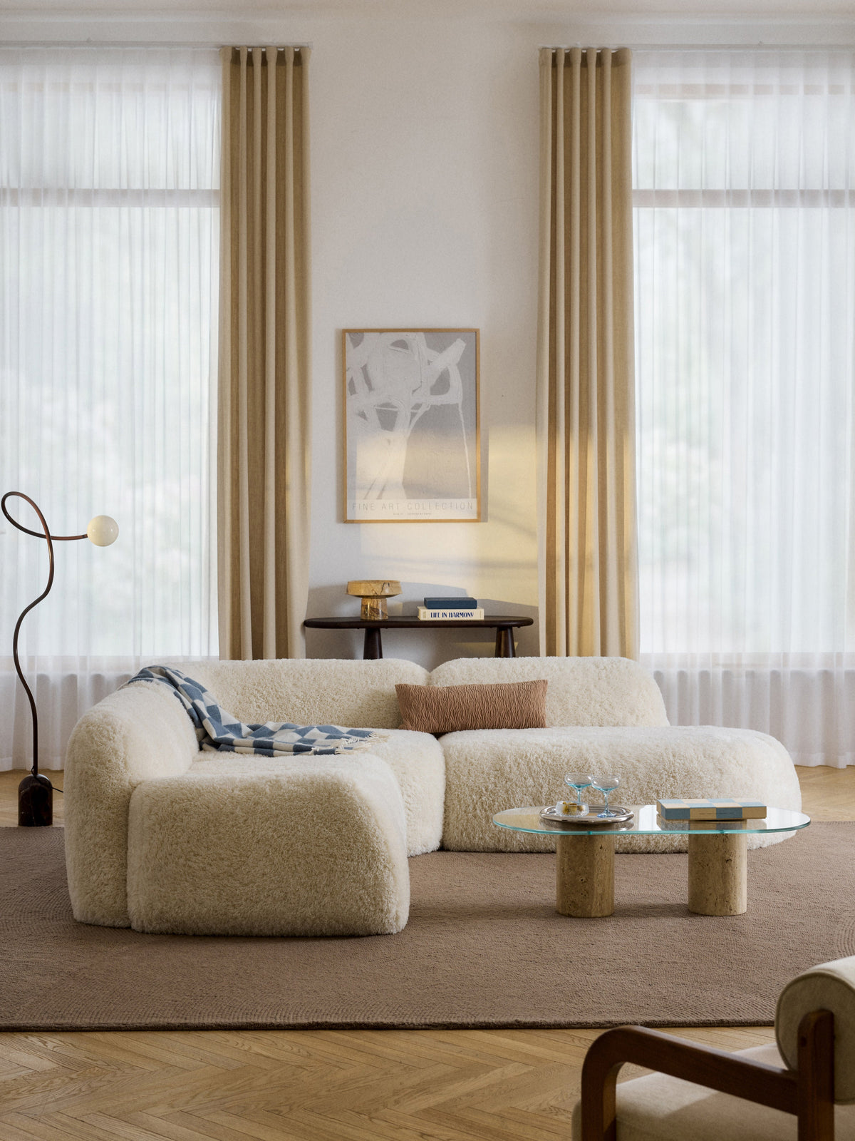 Wolke Modular Teddy-Corner Sofa (4-seater) with Chaise Longue — Ivory