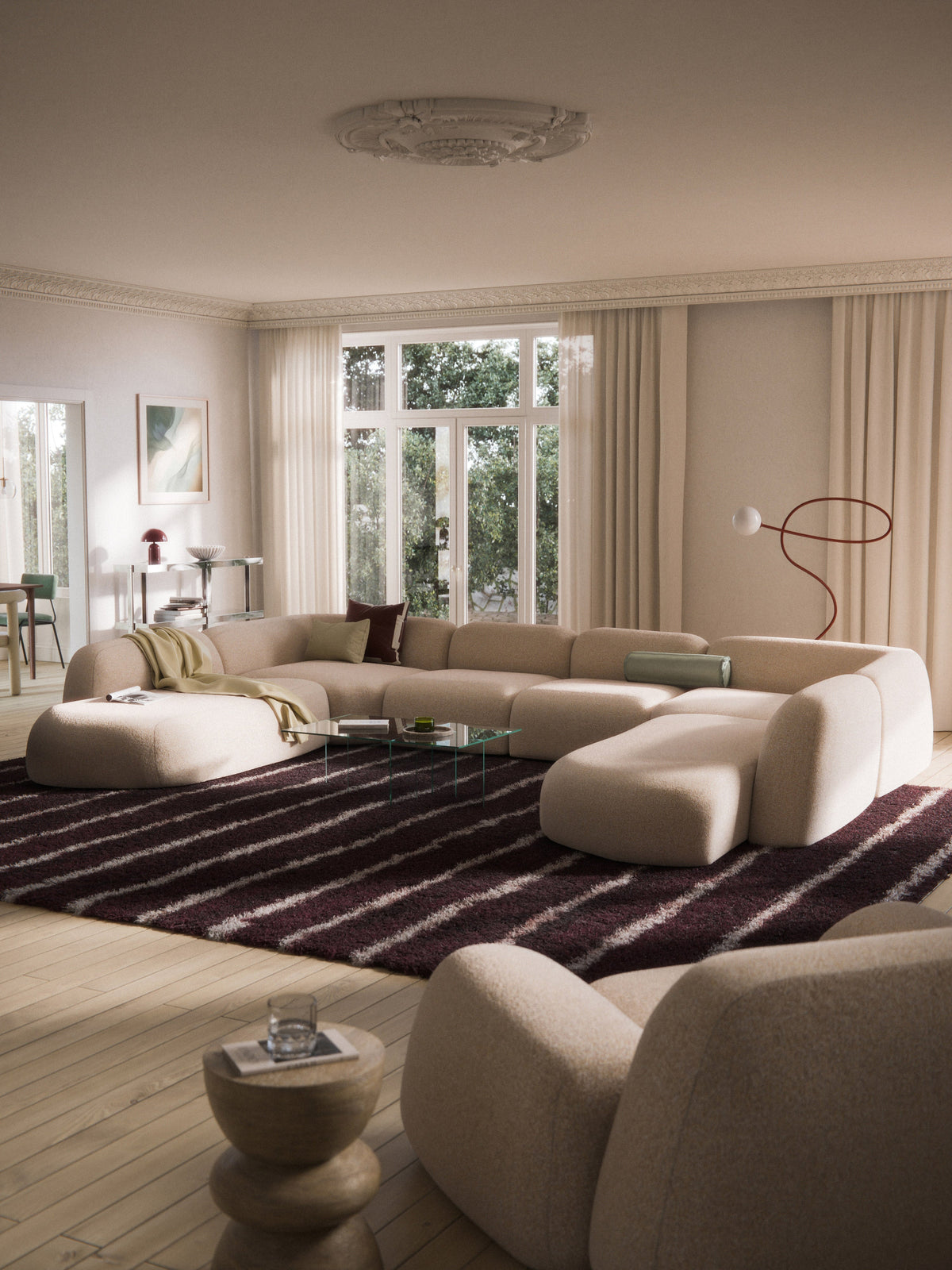 Wolke Modular Bouclé XL Sofa — Rose