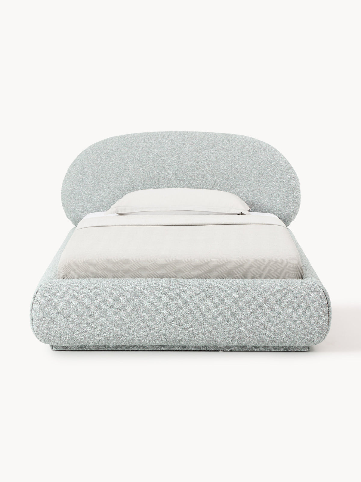 Alba Bouclé-Upholstered Single Bed with Storage — Light Grey