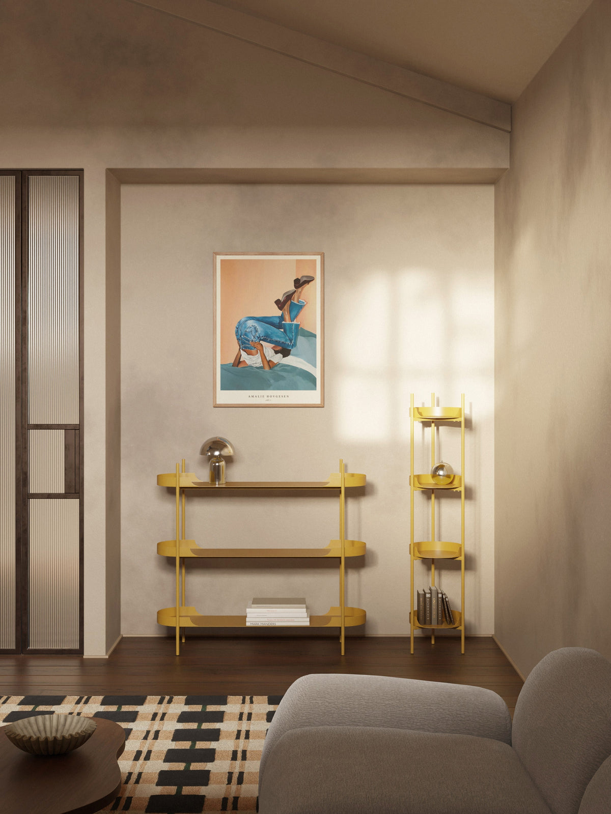Taru Metal-Shelving Unit — Beige