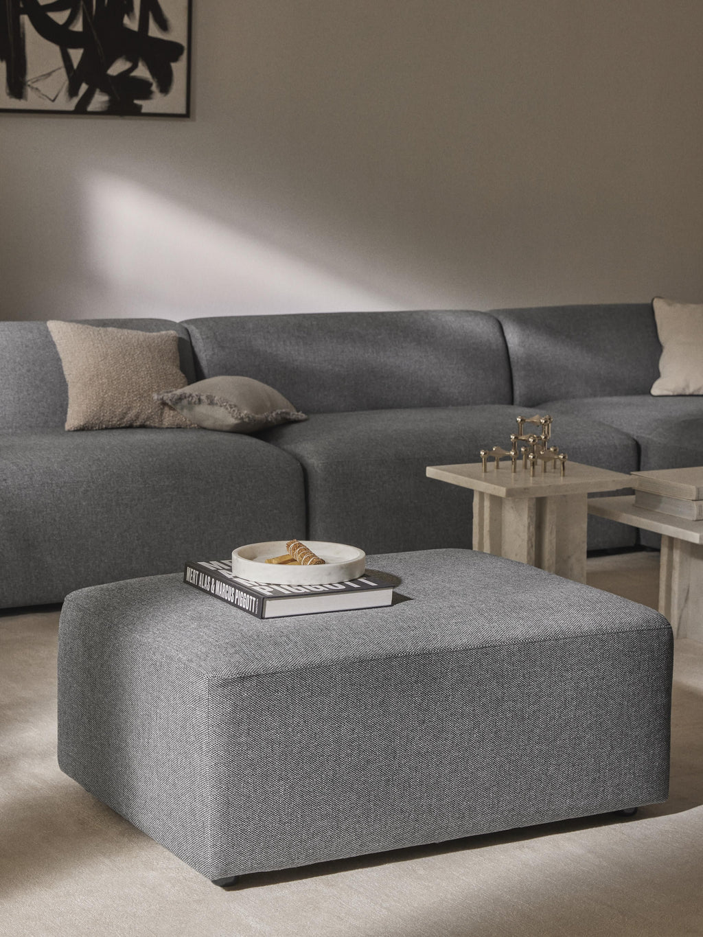 Melva Ottoman, B 99 x T 72 cm — Dark Grey