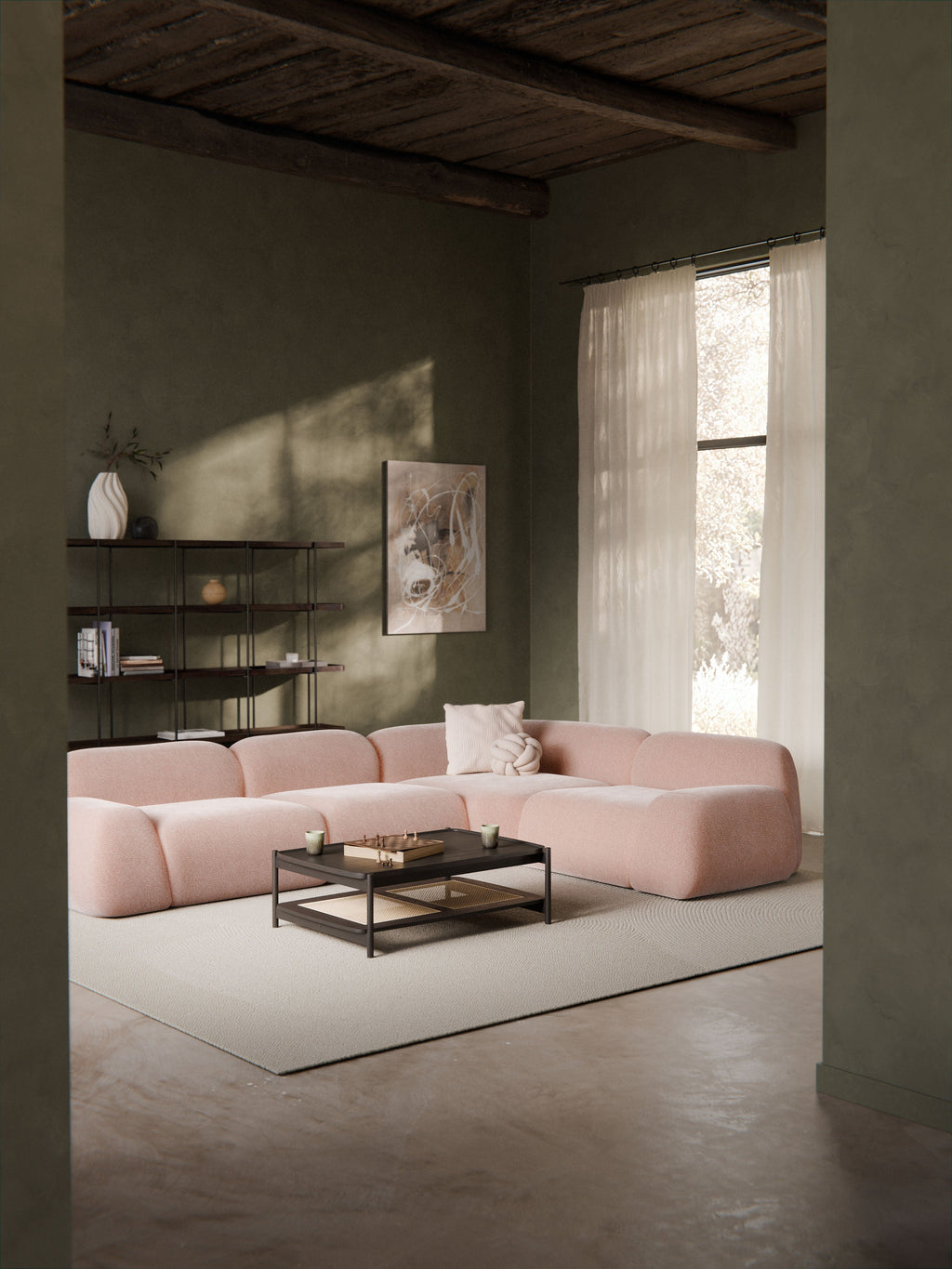 Wolke Modular Corner Sofa (4-seater) — Pink