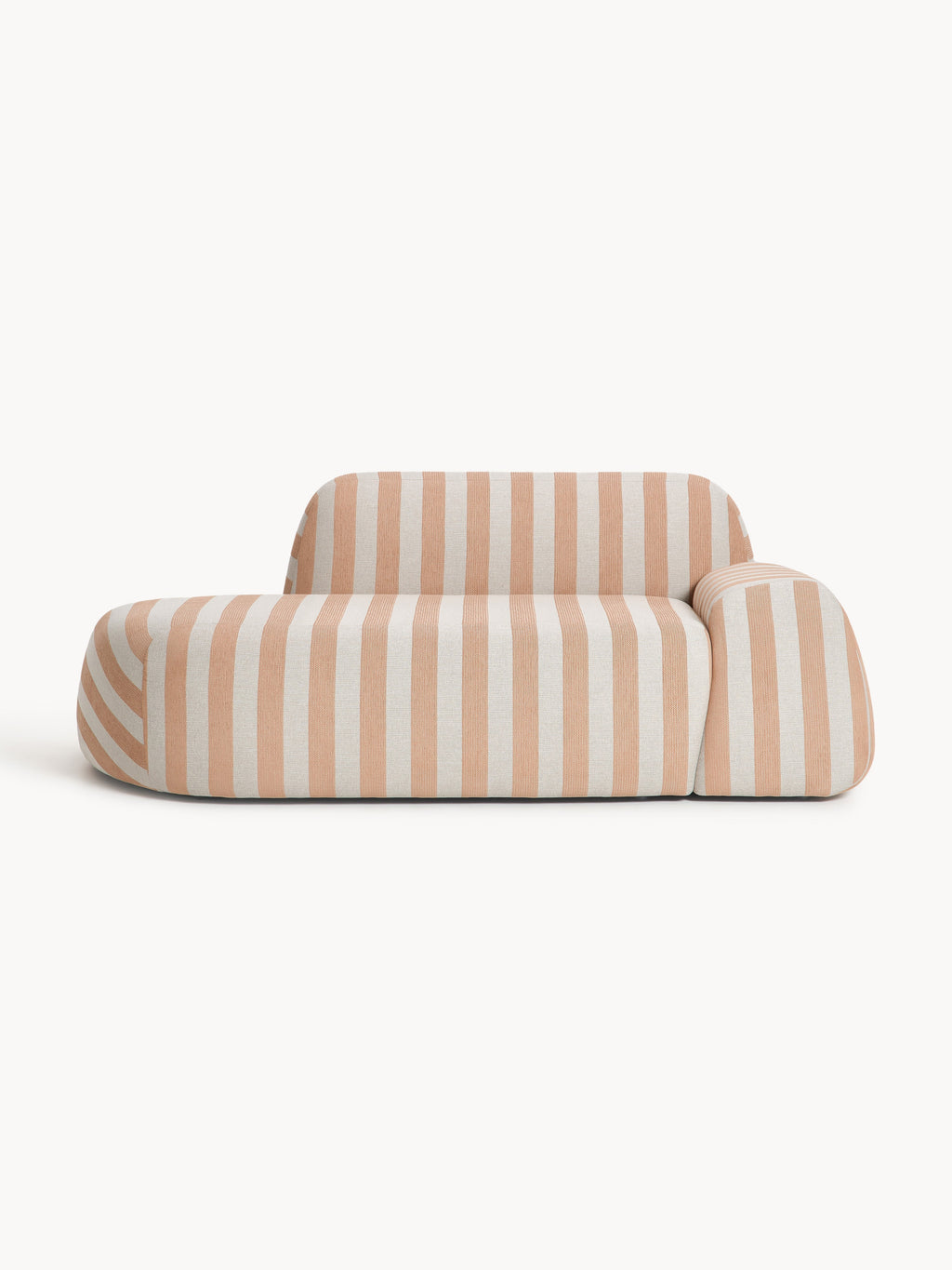 Wolke Striped Sofa (2-seater) with Chaise Longue — Oatmeal