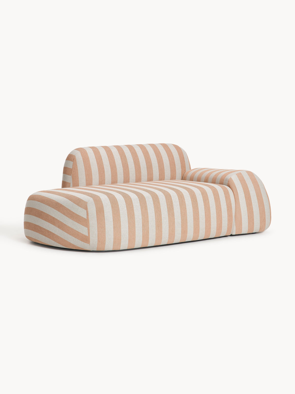 Wolke Striped Sofa (2-seater) with Chaise Longue — Oatmeal