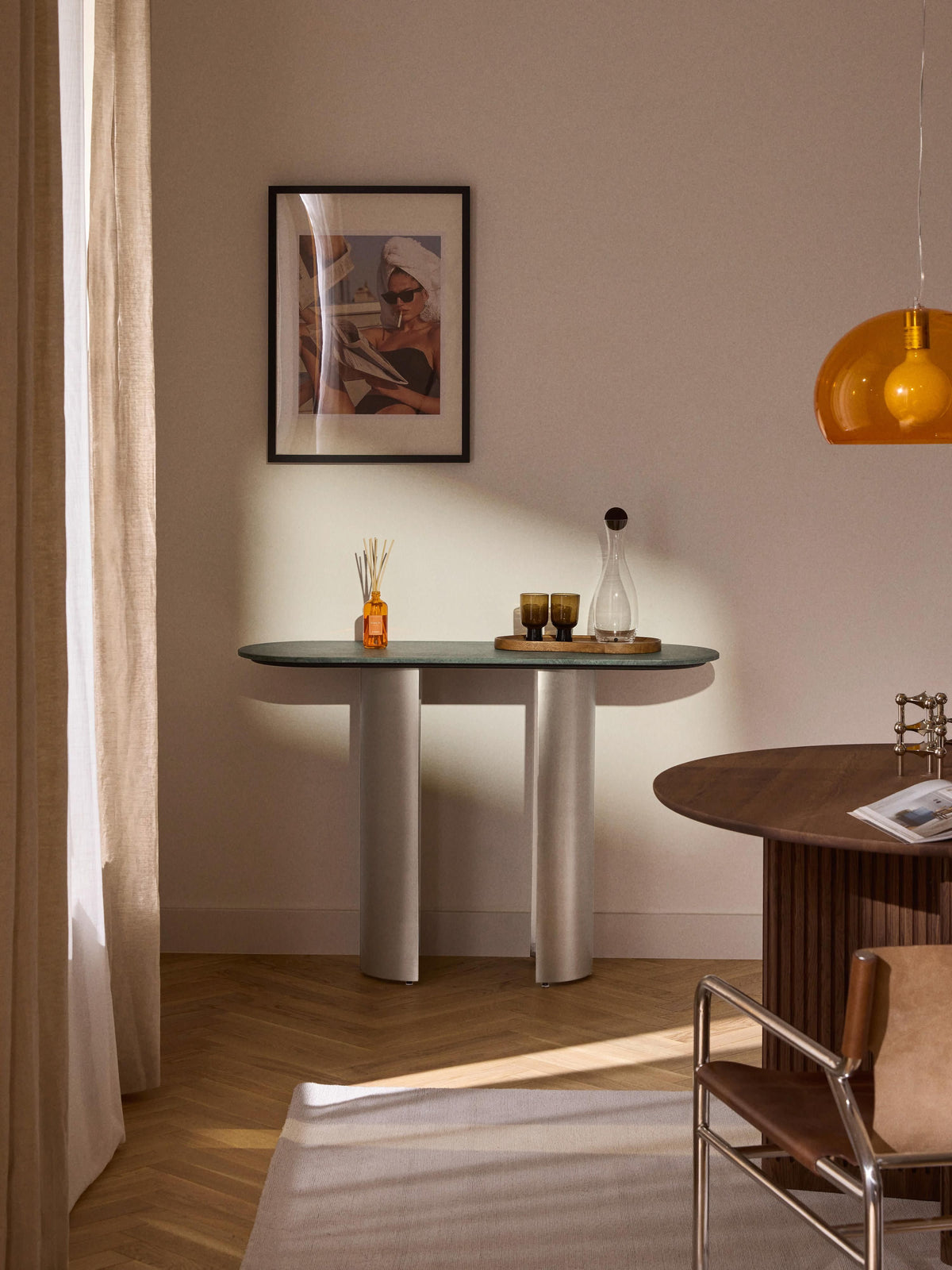 Noam Console Table with Marble Top — Stone Grey