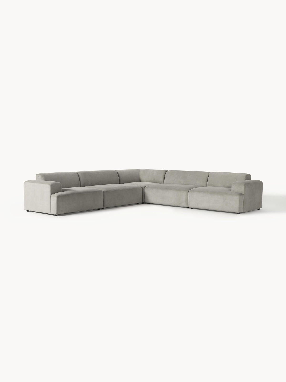 Melva Corduroy Corner Sofa (4-seater) — Stone Grey
