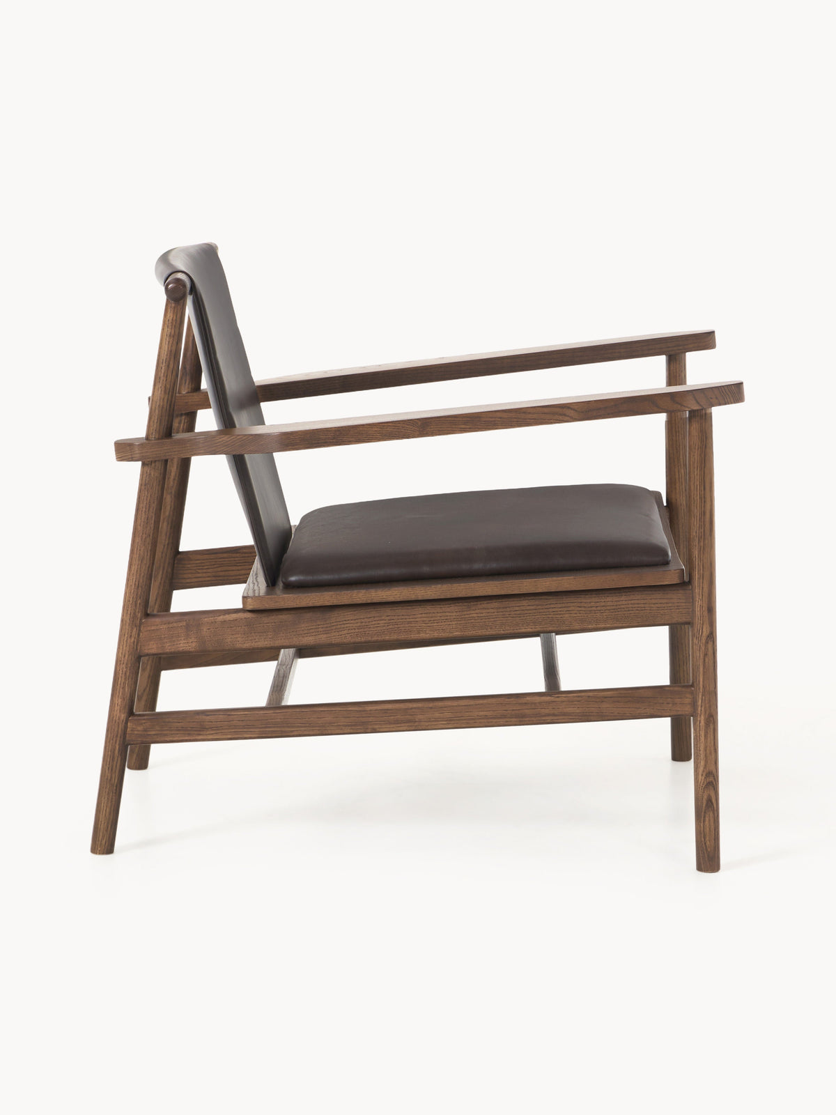 Hayo Armchair in Ash with Leather Seat — Dark Grey