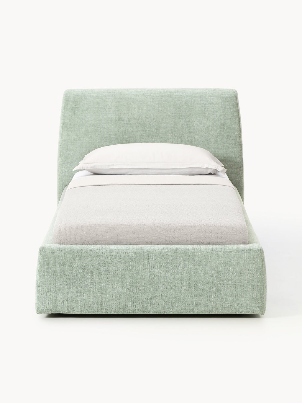 Cloud Upholstered Single Bed — Light Grey