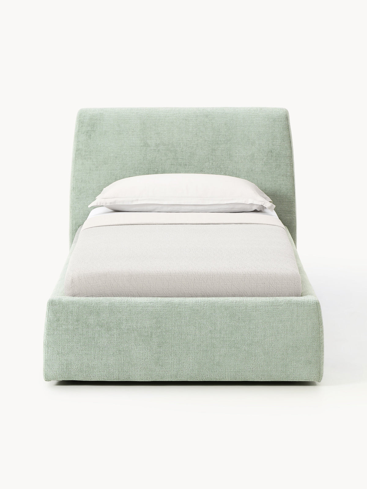 Cloud Upholstered Single Bed — Light Grey