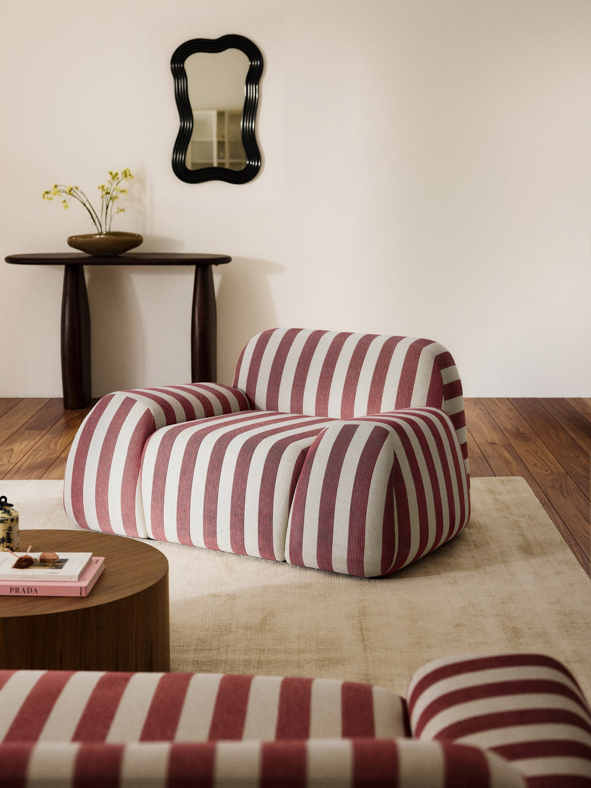 Wolke Striped Lounge Chair — Greige
