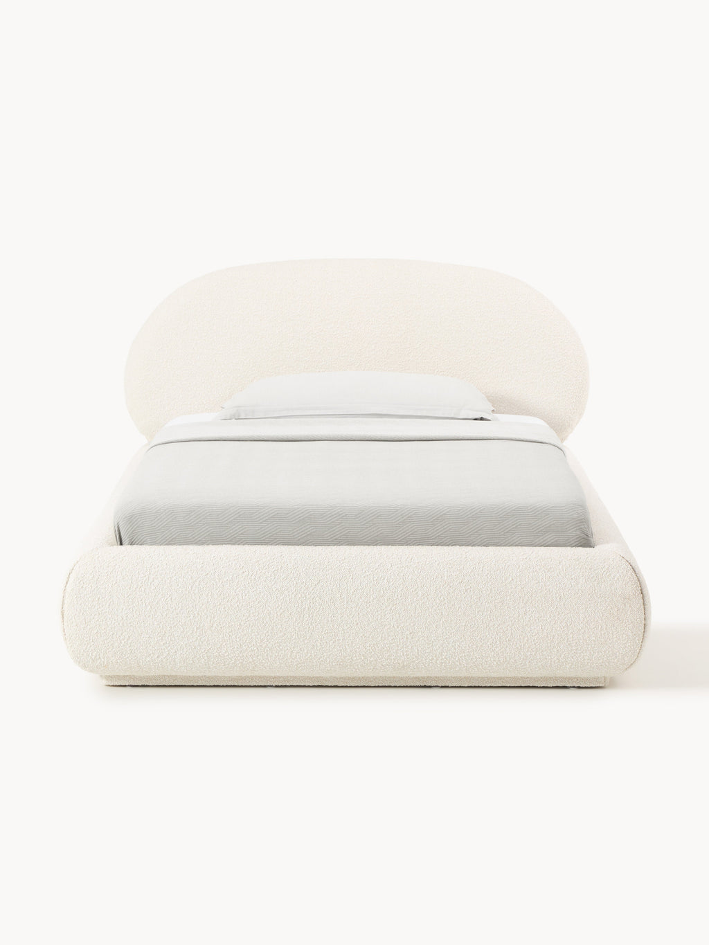 Alba Bouclé-Upholstered Single Bed with Storage — Off-White