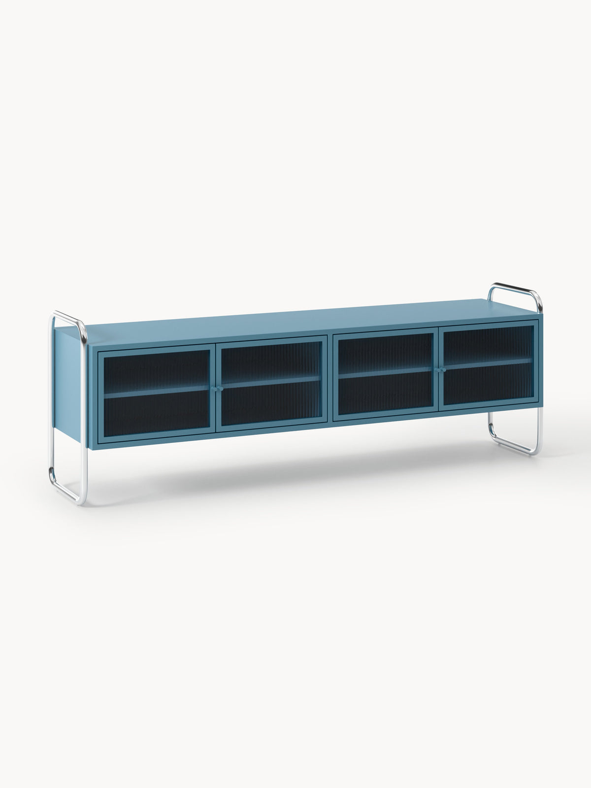 Robyn Metal-Lowboard with Glass-Front — Teal