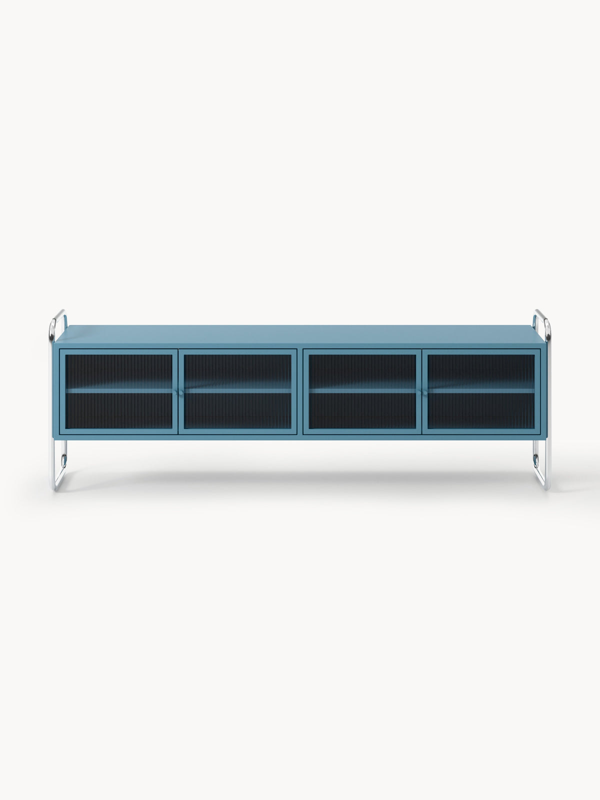 Robyn Metal-Lowboard with Glass-Front — Teal