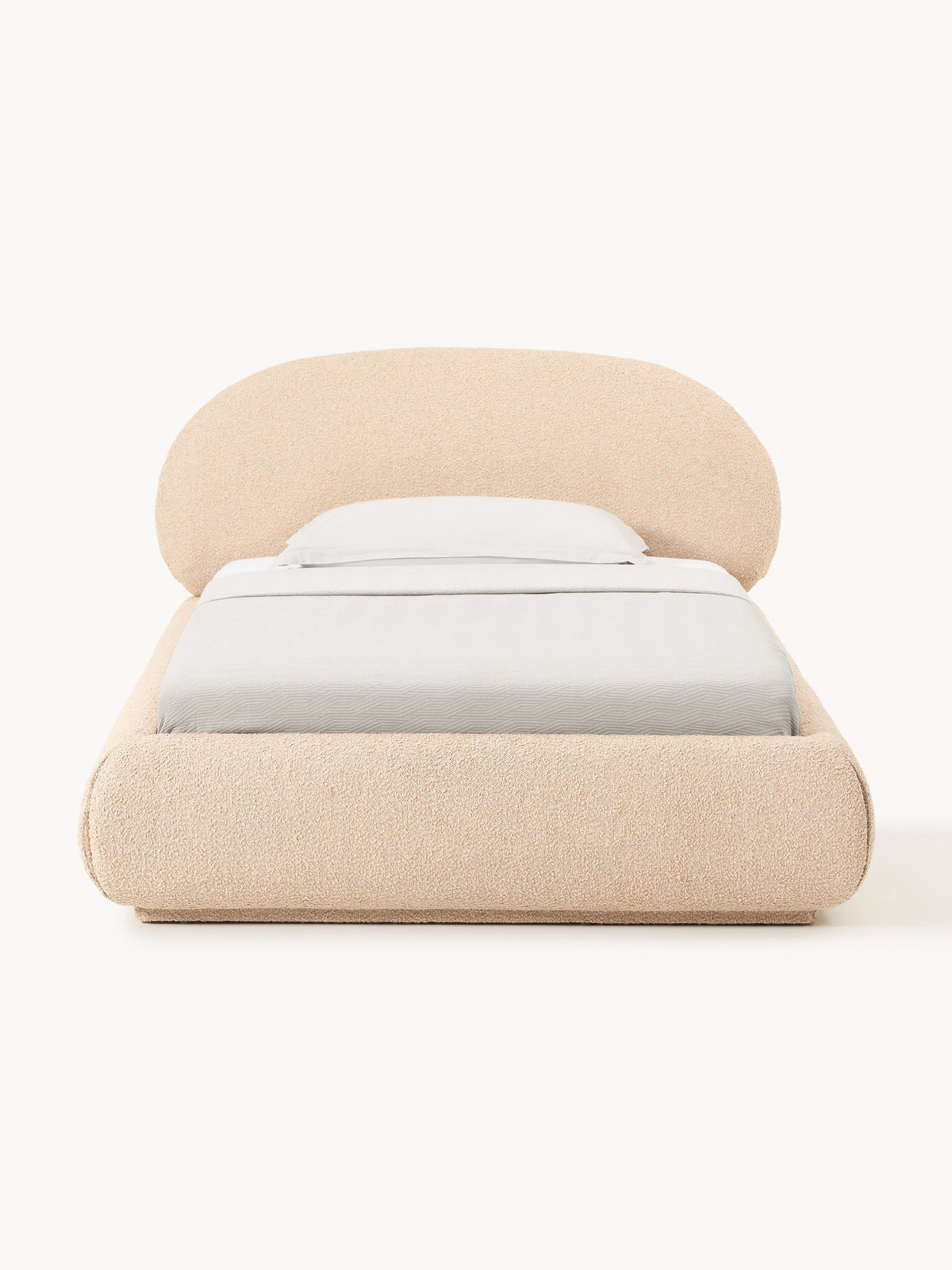 Alba Bouclé-Upholstered Single Bed — Blush