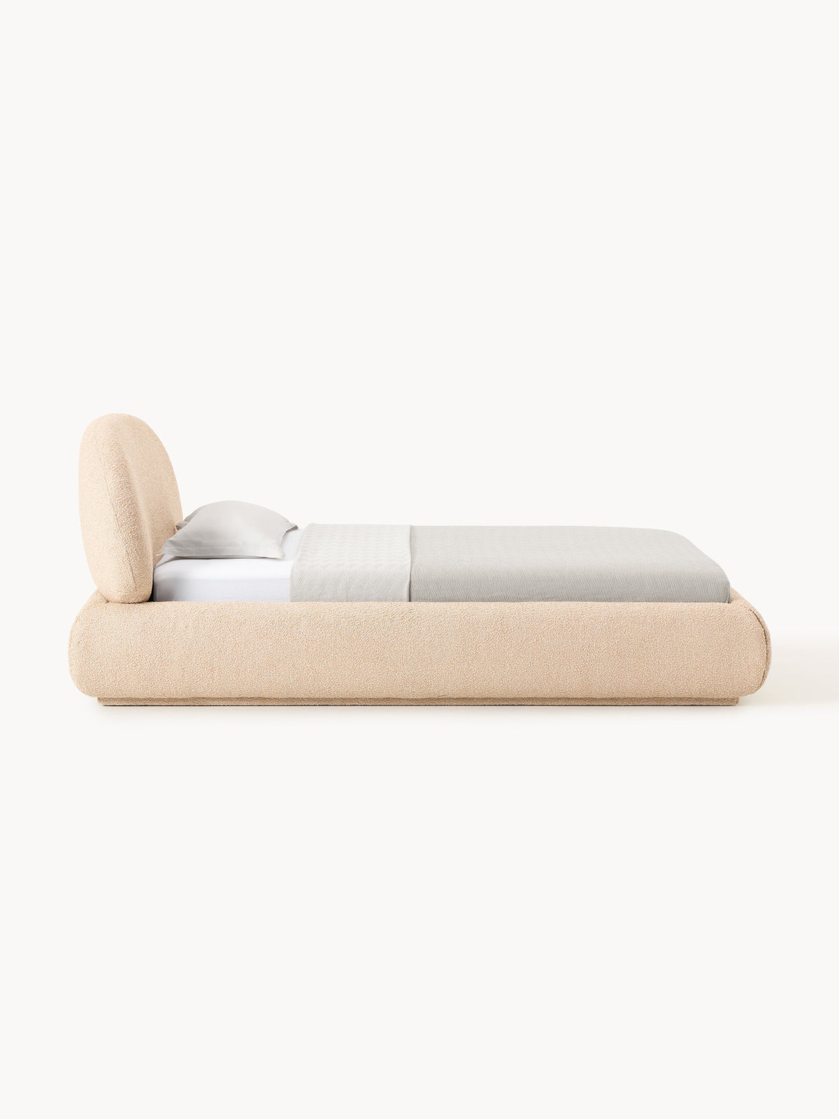 Alba Bouclé-Upholstered Single Bed — Blush