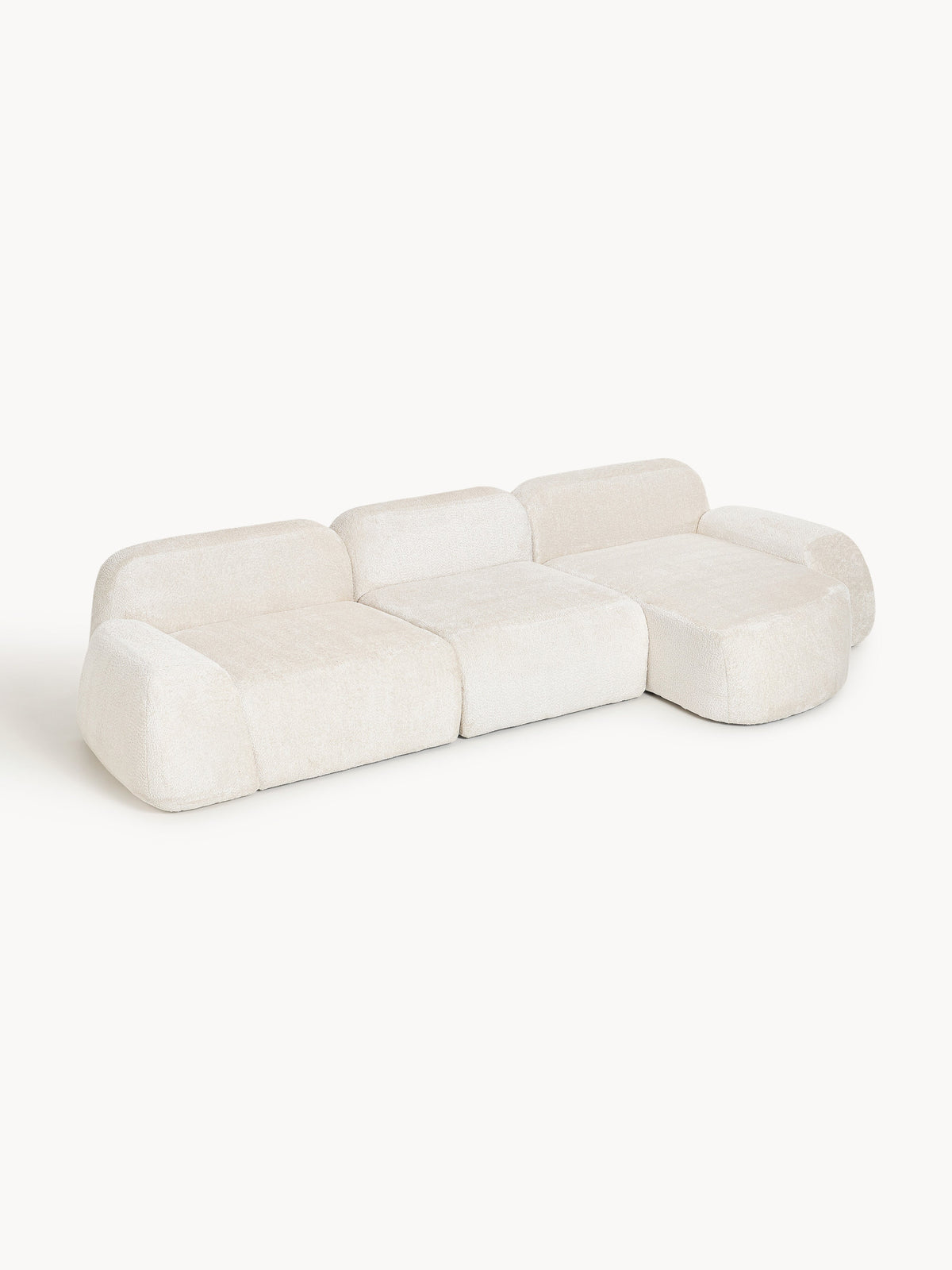 Wolke Modular Teddy Bouclé Corner Sofa (4-seater) — Cream