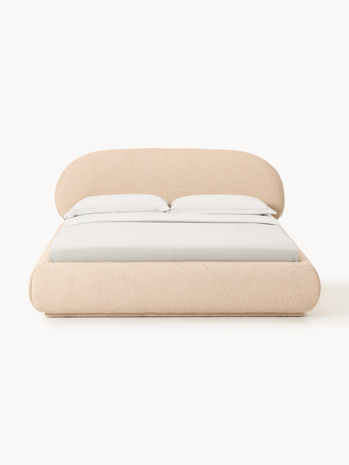 Alba Bouclé Upholstered Bed with Storage — Blush