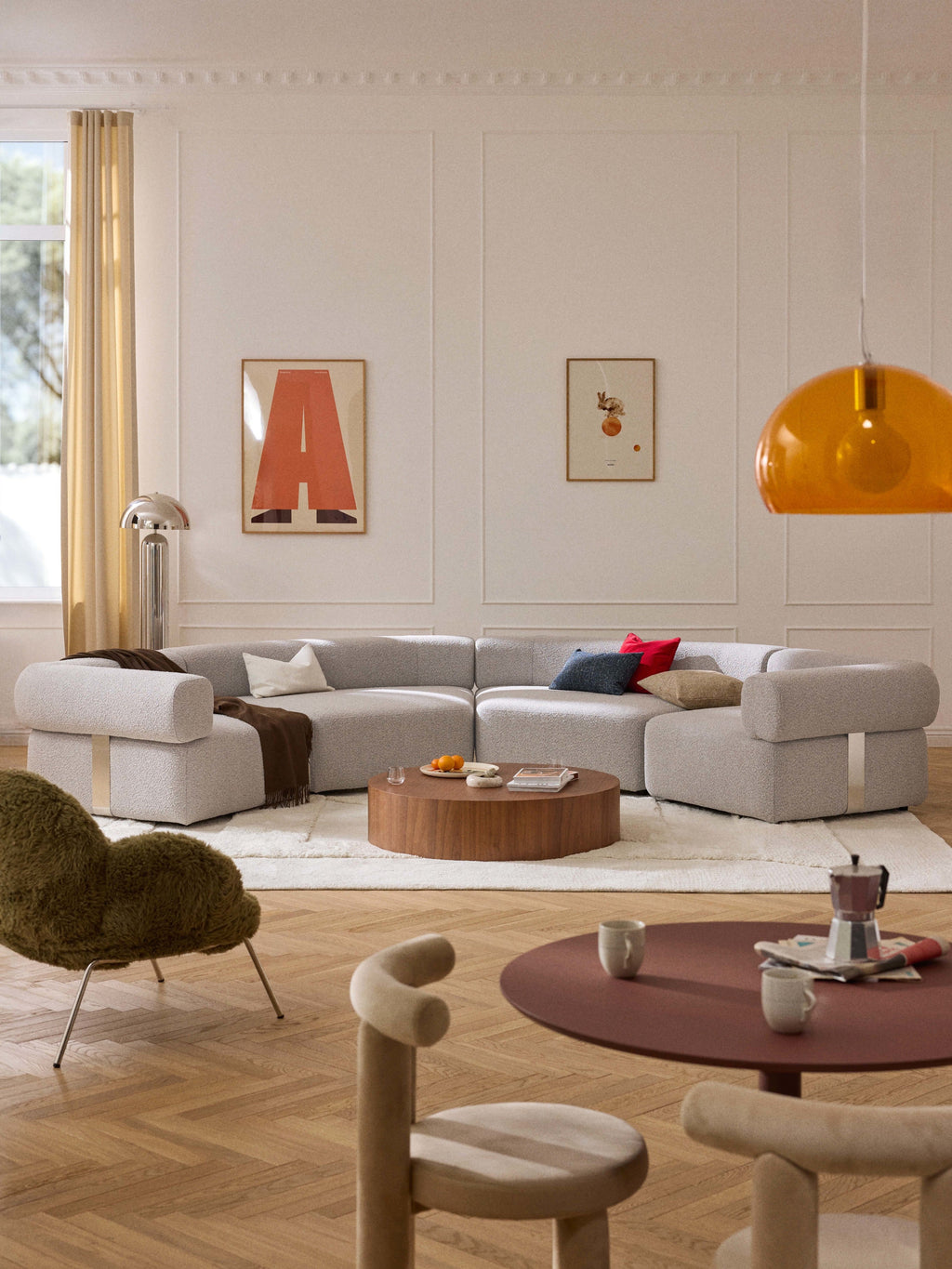 Anton Round Bouclé Corner Module — Lilac
