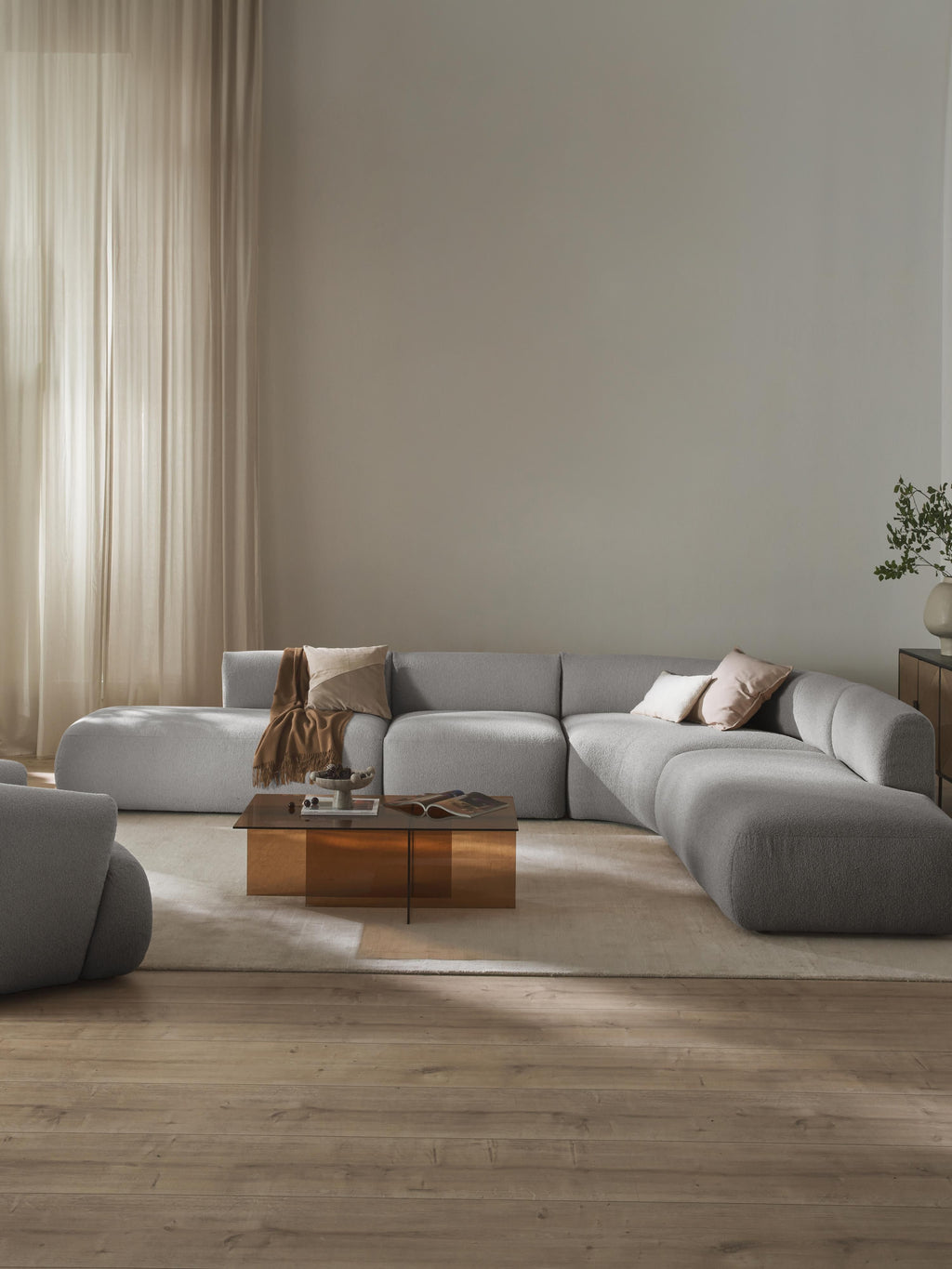 Sofia Modular Bouclé Corner Sofa (4-seater) — Barley