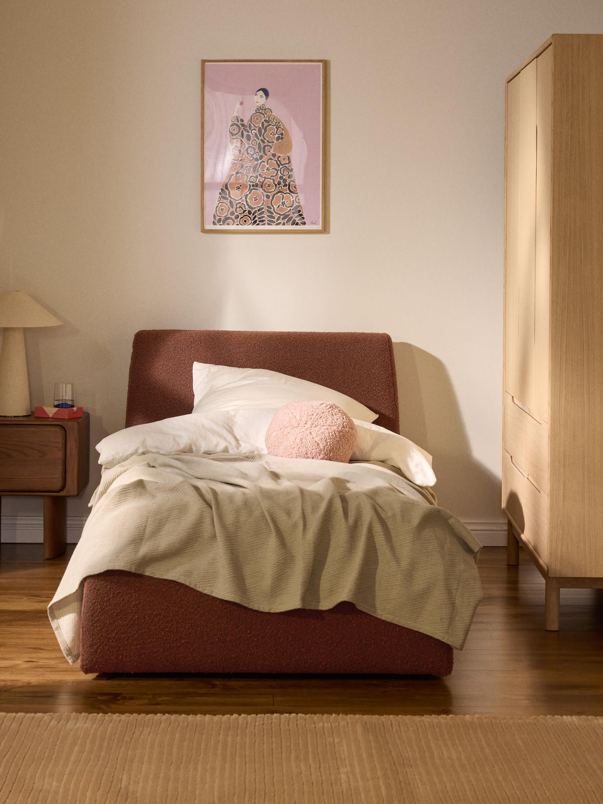 Cloud Bouclé-Single Bed — Clay