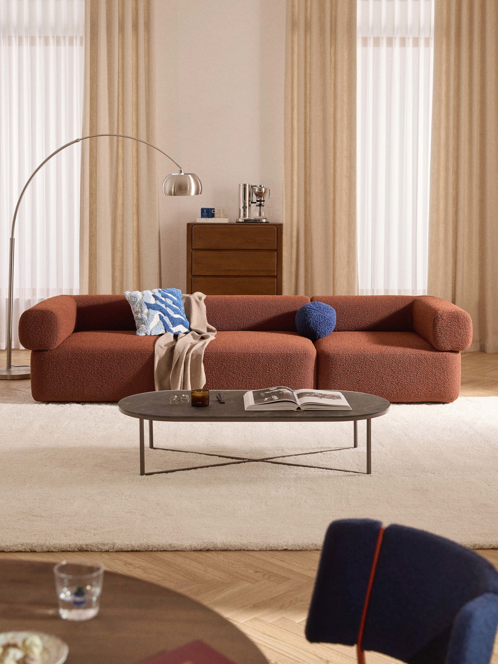 Anton Modular Bouclé Sofa (4-seater) — Brown