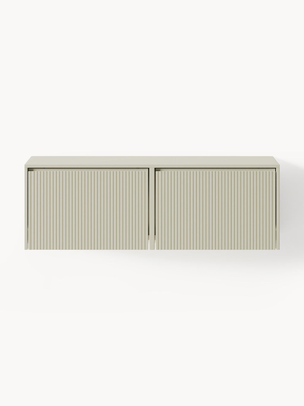 Shea Wall-Mounted Shoe Cabinet with Folding Compartments and Fluted Front — Light Grey