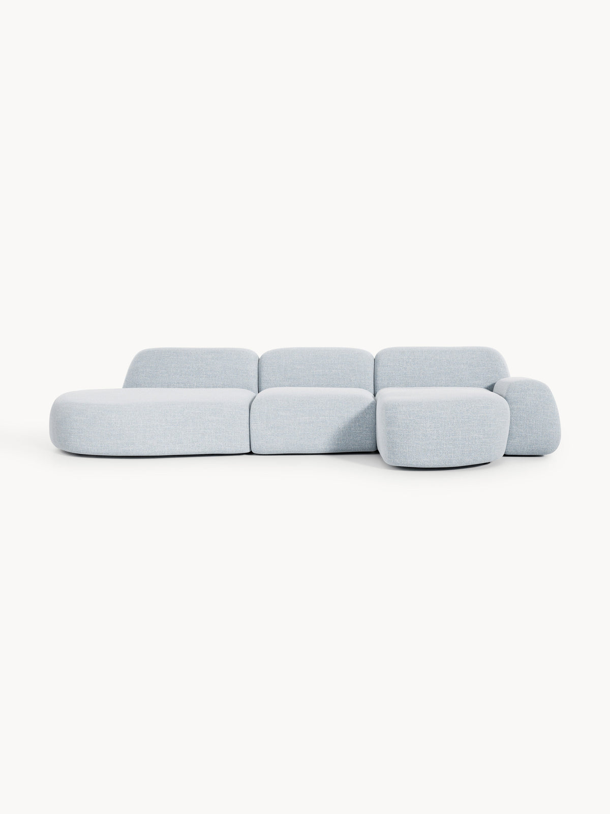 Wolke Modular Bouclé Corner Sofa (4-seater) with Chaise Longue — Mist Grey
